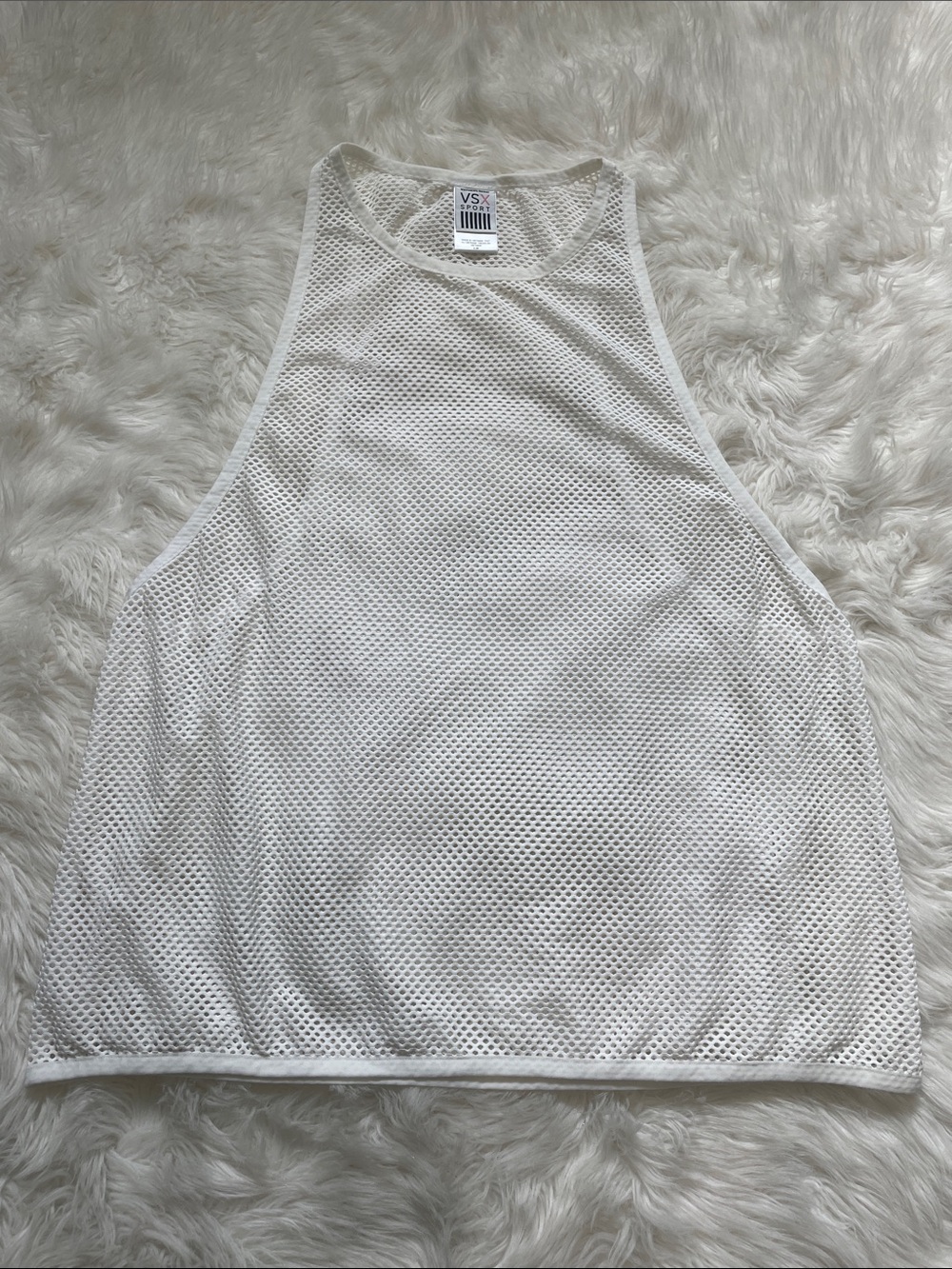 Vintage 2013 Victoria's Secret VSX Sport White Mesh Racerback Tank Top Large